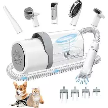 Пылесос для ухода за домашними животными с большой емкостью 2,5 л, пылесос для ухода за собачьей шерстью с 5 инструментами для ухода за домашними животными, низкий уровень шума, идеально подходит для собак и кошек EU Plug