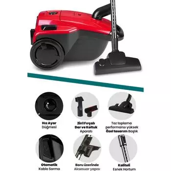 Пылесос Goldmaster Fuerza BY-5506 с мешком для сбора пыли, красный