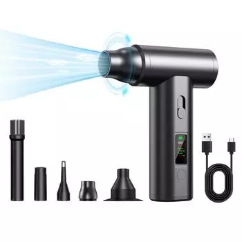 Пылесос со сжатым воздухом, аккумуляторный беспроводной пылесос, портативный электрический пылесос для компьютера K23699-1 чёрный