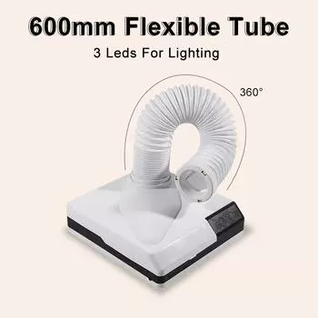 Пылеуловитель для ногтей Маникюрный станок Пылесос Мощный вентилятор с фильтром Светодиодный всасывающий аппарат Салон красоты Дизайн ногтей UK белый