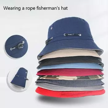 Пылезащитная дышащая шляпа, веревка, рыбацкая шляпа, маленькая карнизная кепка-ведро, шляпа от солнца, шляпа-горшок