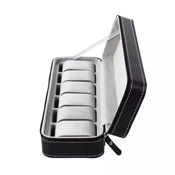 Пылезащитная коробка для часов из ПУ кожи на 6/10/12 ячеек, коробка для хранения часов, коробка для часов на молнии, для мужчин и женщин 6Bit