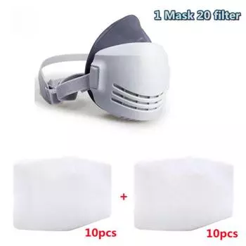 Пылезащитная маска + 20 шт., фильтр, хлопковый респиратор, пылезащитная маска на половину лица, антипромышленная строительная пыль, дымка, безопасность