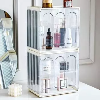 Пылезащитная подставка для хранения кофейных кружек и чашек, акриловая прозрачная настольная коробка для хранения косметики, двухслойный домашний органайзер