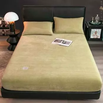 Пылезащитный чехол для матраса, переносные простыни, противоскользящее покрывало, теплый молочный бархат, зима с резинкой 1 шт.