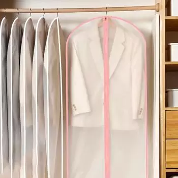 Пылезащитный чехол для одежды, прозрачный с подвесным крючком, застежка-молния, влагостойкий, пылезащитный, большая емкость L белый