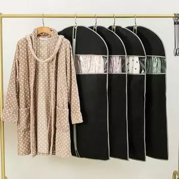 Пылезащитный чехол для одежды с прозрачным окном, застежка-молния, чехол для одежды, пылезащитный чехол для пальто, костюма, платья, подвесной чехол для одежды 1pc