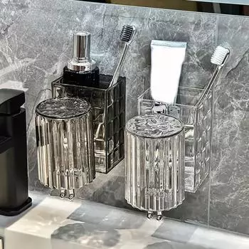 Пылезащитный настенный держатель для зубных щеток Пластиковый держатель для зубных щеток для ванной комнаты прозрачный