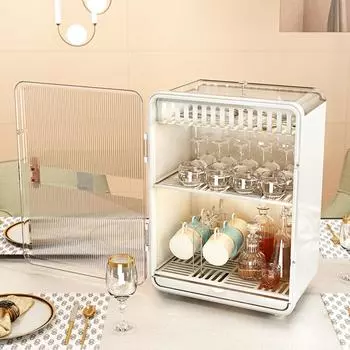 Пылезащитный органайзер для чашек Коробка для хранения чайного набора Бытовой прозрачный настольный стакан для воды Чайная чашка белый