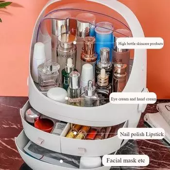 Пылезащитный ящик для хранения косметики большой емкости для ванной комнаты, органайзер для макияжа, ящик для хранения средств по уходу за кожей, водонепроницаемый