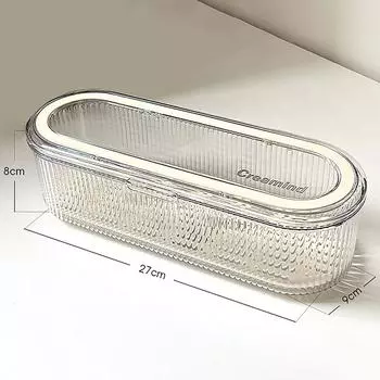 Пылезащитный ящик для хранения, прозрачная полосатая прямоугольная крышка, туалетный столик с герметичной крышкой для ногтей