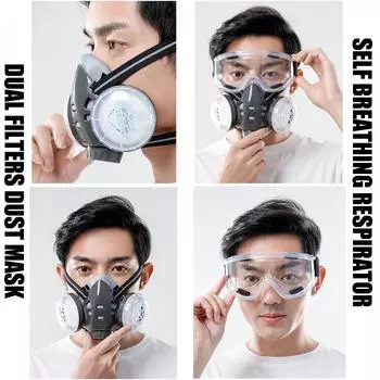 Пылезащитный респиратор на половину лица, рабочая маска для лица, защитные очки, хлопковые фильтры для полировки плотника, ежедневная защита от дымки