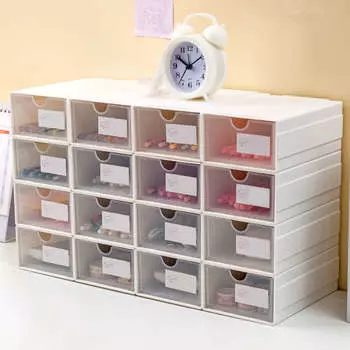 Пылезащитный штабелируемый органайзер для ящиков стола, большая вместимость, органайзер для косметики, ящик для косметических школьных канцелярских принадлежностей