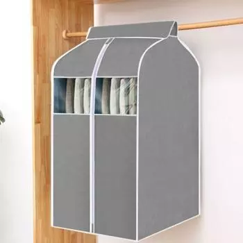 Пылезащитный трехмерный чехол для одежды на молнии, пылевой мешок для одежды, протектор для гардероба L серый