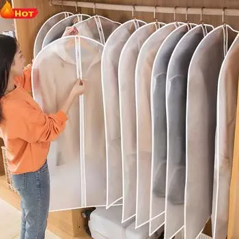 Пылезащитный защитный чехол для одежды, полностью закрытый чехол для одежды с застежкой-молнией, прочная подвесная сумка для хранения одежды S-60cmx80cm