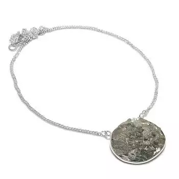 Pyrite Druzy Gemstone Handmade 925 Sterling Silver Jewelry Necklace 18 K4E88