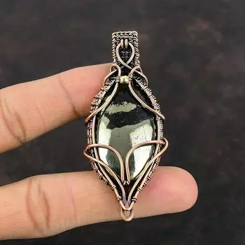 Pyrite Pendant Copper Wire Wrapped Pendant Gemstone Copper Jewelry Handmade Pendant Gift For Him Healing Stone Pendant Decent Pyrite Jewelry