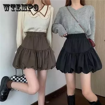 Пышная короткая юбка Design Sense. Осенне-зимняя шикарная милая сексуальная юбка трапециевидной формы с бюстом. Женская одежда. XL