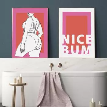 Пышная женщина, настенные художественные принты, боди-позитивные постеры, красивая задница, женская фигура, обнаженная девушка, холст, картины для ванной комнаты, спальни 21*30cm