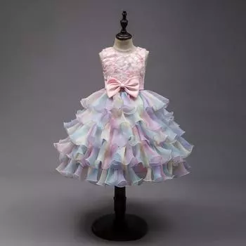 Пышное платье для девочки, платье принцессы, платье для выступления ведущей 110cm розовый