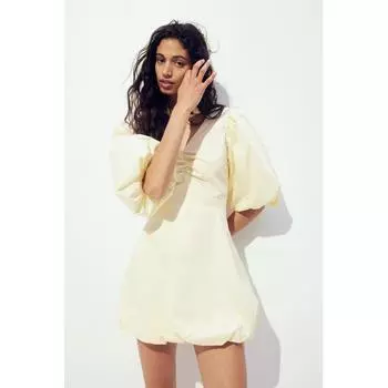 Пышное платье HM с завязкой на спине бледно-желтого цвета
