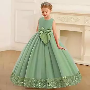 Пышное платье принцессы подружки невесты с пайетками, элегантное розовое платье с бантом для свадьбы, выпускного вечера, вечерние детские платья, костюмы для девочек 160cm розовый