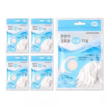 Pyunhan Disposable Dental Floss 80p Тонкая и прочная зубная нить, двухстрочная зубная нить, 5 шт, 80 шт