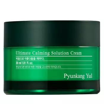 Pyunkang Yul Ultimate Calming Solution Cream 30 мл для чувствительной кожи. Увлажняющий крем интенсивно успокаивает и снимает покраснения с цикой и чайным деревом. 1ea