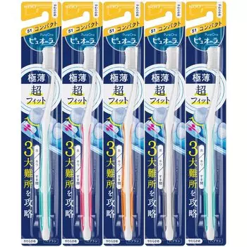 Pyuora Toothbrush Compact Soft x 5 piece set [Kao] (1 piece)