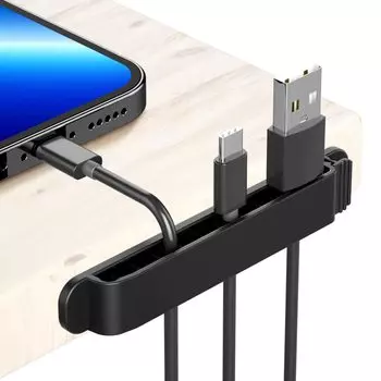 PZOZ 3 шт. Держатель кабеля ПК Зажим для кабеля 11 отверстий Фиксация кабеля зарядки Зажим для USB-кабеля Предотвращение падения Зажим для кабеля для хранения проводов Тип пасты чёрный