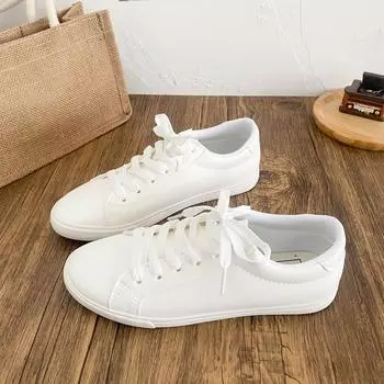 Q1066 classic thin-soled little white shoes women s shoes leather board shoes black shoes 2025 spring new small black shoes retro 35 чёрный