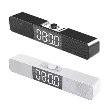 Q10 Настольный мини-беспроводной Bluetooth-совместимый динамик с тяжелыми басами, музыкальный плеер, будильник белый