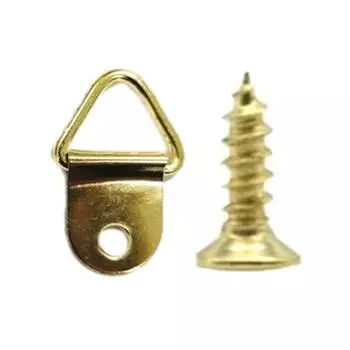 Q1JB Set of 100 Small Picture Hangers Practical Triangles D Rings with Screws Single Hole Hook Photo Hangings Accessories жёлтый