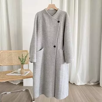 Q421 высококачественное пальто из верблюжьей шерсти Albaka для женщин, дизайнерский крой для шерстяного пальто без воротника S
