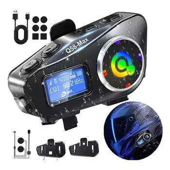 Q58-Max Bluetooth 5.3 Интерком для мотоциклетного шлема - Радиус действия 500 м, Совместное использование музыки, FM-радио для 2 мотоциклистов 2-in-1 mic 1pcs