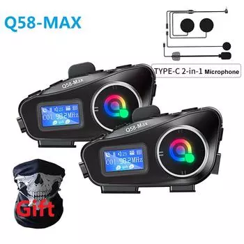 Q58 Max мотоциклетный шлем Bluetooth интерком 2 в 1 многосценный смешанный обмен музыкой IP65 водонепроницаемый интерком расстояние 500 метров +подарок 1 set