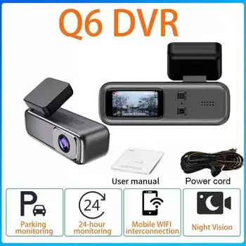 Q6 Dash Cam Car DVR HD Android Multimedia Player 140° Wide-angle 1296P USB Night Vision TF Card Auto Recorder Camera Q6-Single record ACC чёрный