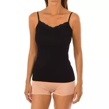 Q-EN705 Женская кружевная футболка L чёрный