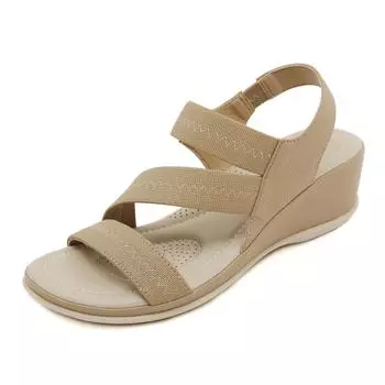 Q год летние новые резиновые сандалии для отдыха на открытом воздухе простые скошенные каблуки для пляжа женские 35 абрикосовый