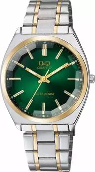 [Q&Q] Часы аналоговые водонепроницаемые с металлическим ремешком QB78-422 мужские серебристые