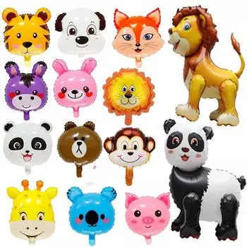Q-версия Сборка аватара из мультяшного животного Воздушные шары из алюминиевой фольги для детского дня рождения Украшения для вечеринок с животными Фотореквизит