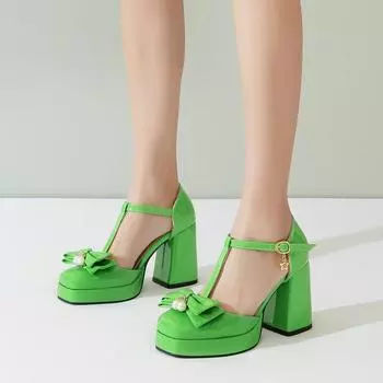 Q/Женские босоножки на высоком каблуке Весна/Лето Новые босоножки большого размера на толстом каблуке