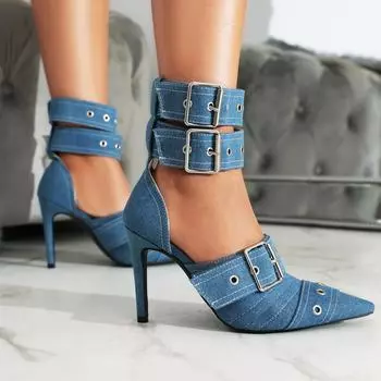 Q/женские босоножки на высоком каблуке, весна/лето, новые элегантные и элегантные босоножки большого размера на маленьком остром каблуке 34 чёрный