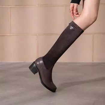 Q/Женские ботинки на высоком каблуке, новые осенние и зимние бархатные удобные ботинки оверсайз из натуральной кожи на толстом каблуке 34 чёрный