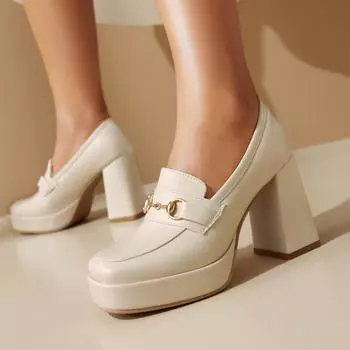 Q/Женские туфли на высоком каблуке, модные непромокаемые туфли на платформе, на толстом каблуке, большие сезонные женские туфли 34 чёрный