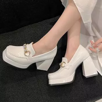 Q/Женские туфли на высоком каблуке, новые весенне-летние непромокаемые туфли на толстом каблуке и платформе, однотонные большие низкие туфли 34 красный