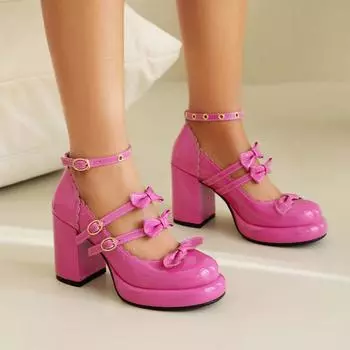 Q/Женские туфли на высоком каблуке, удобная водонепроницаемая платформа, толстый каблук, однотонный цвет, большой размер, всесезонная обувь. 34 красный