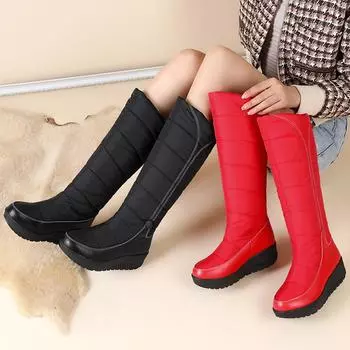 Q/Женские зимние ботинки необходимы для зимних прогулок.. Теплые хлопковые сапоги большого размера. 35 чёрный