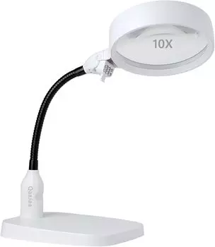 QaaJaa Настольная лампа Настольная лампа Оснащена 10-кратным увеличением Регулируемая работающая от Power Easy на Универсальная лупа, Лупа, стекло, Складная, Угловая,
