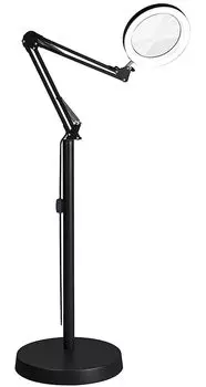 QaaJaa светодиодная напольная увеличительная лампа с 5-кратным увеличением, плавное увеличение, 3 разных цвета, питание от USB, легко регулируется, на универсальном стекле,